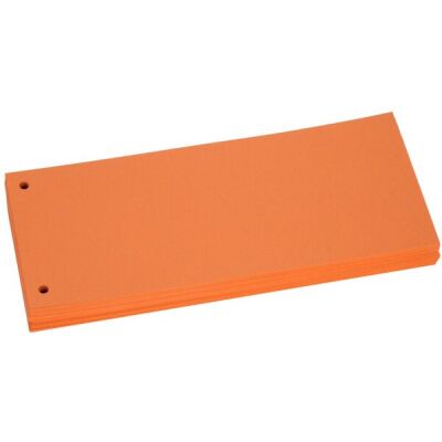 Trennstreifen orange, Sondermaß 105 x 228 mm, 190g/qm Karton, gelocht, 1 Packung = 100 Stück
