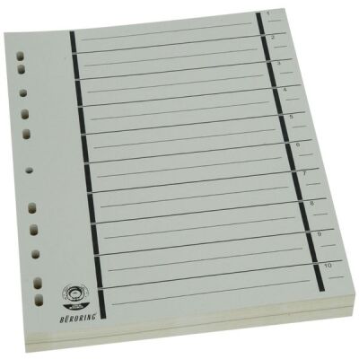 Büroring Trennblätter A4, beige, vollfarbig, schwarzer Orgadruck, 1 Packung = 100 Stück, 230g/qm, RC Karton