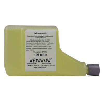 Seifenkonzentrat mild, für CWS-Classic, Schaum-System, gelb, hautfreundlich, 1 Flasche = 400 ml, pflegeaktiv, dezent parfümiert, schäumt gebrauchsfertig im Spender auf