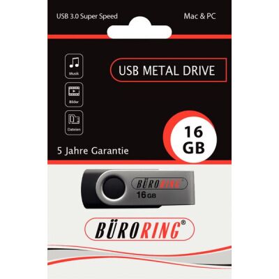 Speicherstick, USB 3.0 mit drehbarer Metall-Abdeckung, Kapazität: 16 GB