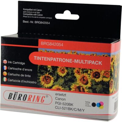 Multipack Tintenpatronen farbig, ersetzt Canon PGI-520BK und ClI-521M,C,Y,BK