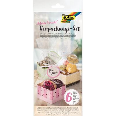 Das Verpackungs-Set besteht aus PP-Beuteln, Schachtelböden, Anhängern und Satinbändern. Lebensmittelecht. Inhalt: 6 Stück.