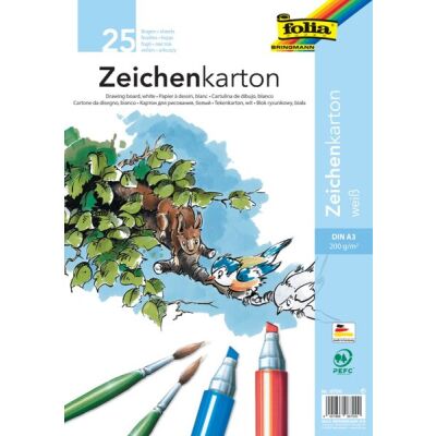 Zeichenkarton, 200 g/m², DIN A3, holz- und chlorfrei, hochweiß