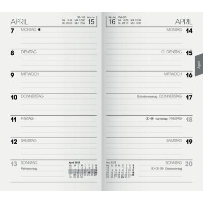 Wochen-Ersatzkalendarium, 8.7 x 15.3 cm, 1 Seite / 1 Woche, 80 Seiten, Karton-Umschlag