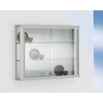 Wand / Sammlervitrine Dekor Silber mit 3-seitiger Verglasung