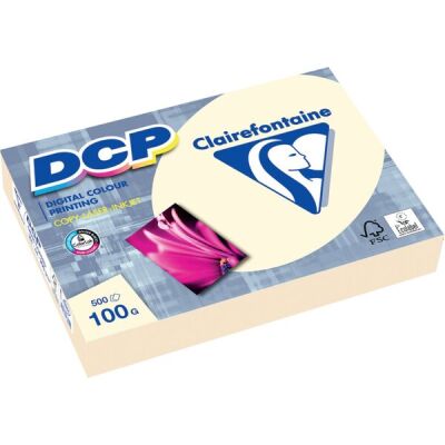 DCP Kopierpapier, DIN A4, 100g/qm, für Vollfarbdrucke, satiniert, elfenbein, Packung à 500 Blatt.