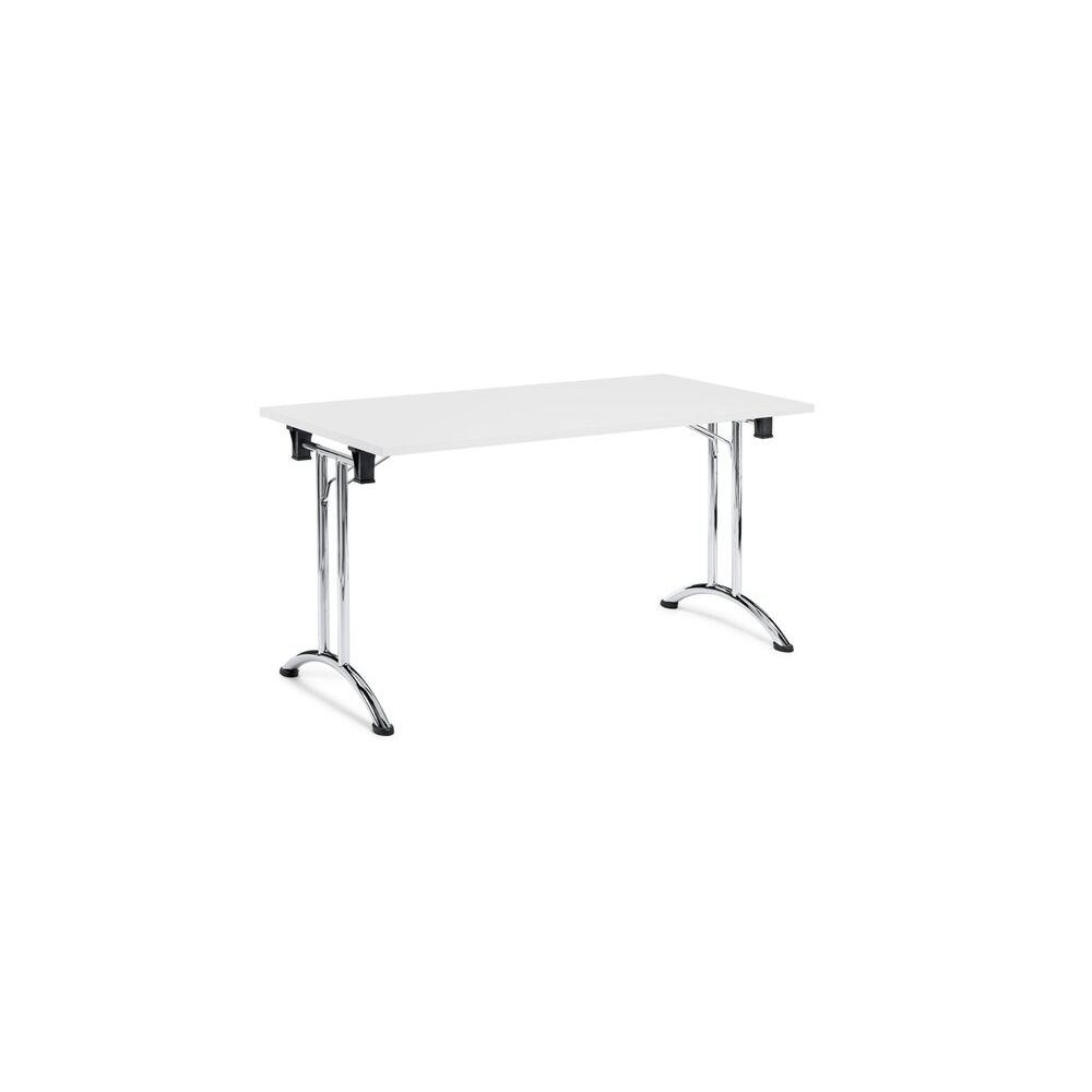 Klapptisch, 1600 x 700, weiß/chrom, T-Fuß gebogen - kaufen bei Verpac