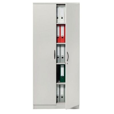 Flügeltürenschrank lichtgrau inklusive 4 Holz-Fachböden