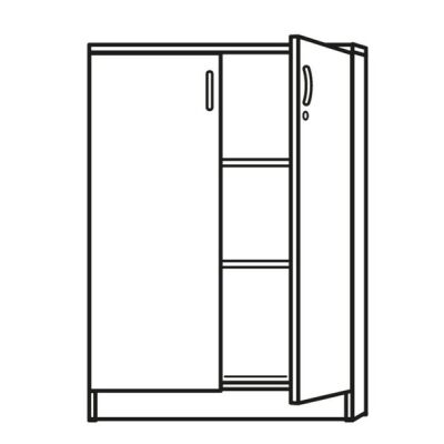 Flügeltürenschrank lichtgrau inklusive 2 Holz-Fachböden