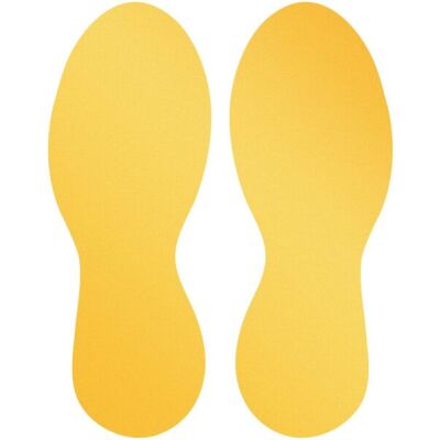 Bodenmarkierung, Form Fuß, ablösbar, signalgelb, abriebfest, strapazierfähig, 1 Packung = 5 Paar