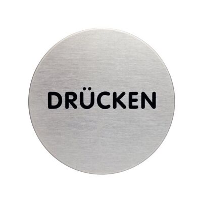 Piktogramm "Drücken" 65mm Edelstahl zum selbstkleben