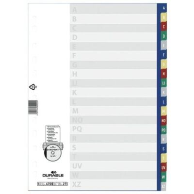 Register A4 mit geprägten, farbigen Taben A-Z, EDV Beschriftbares