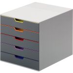 Schubladenbox A4 5 farbige Schübe, geschlossen, mit...