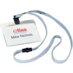 Namensschild mit Textilband grau 60x90mm/Querformat 10...