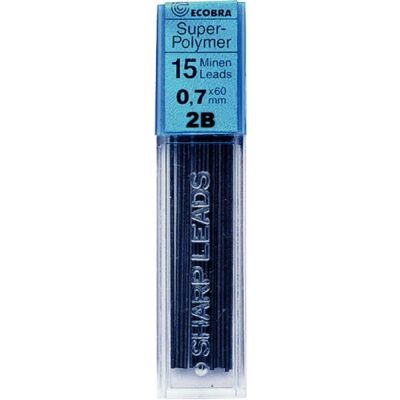Ecobra Feinminen 0,7mm, 2B, schwarz passend für alle Druckbleistifte
