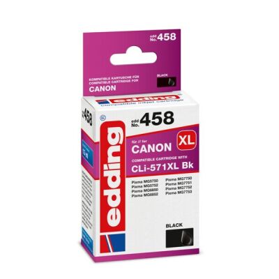 Edding Druckerpatrone 458 Canon 571XL photo schwarz, Ersetzt: Canon CLI-571XL, No.571XL