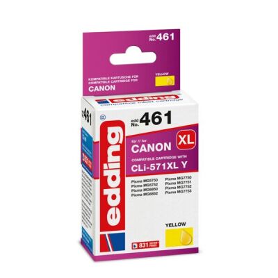 Edding Druckerpatrone 461 Canon 571XL gelb, Ersetzt: Canon CLI-571XL, No.571XL