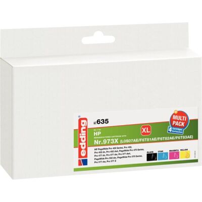edding Tinte 635, Multipack, ersetzt HP 973X (L0S07/F6T81/82/83) Inhalt: 1x 246 ml + 3x 110 ml