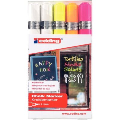 Window Marker 4095, 5er Etui, 2x weiß,neongelb,neonorange,neonpink