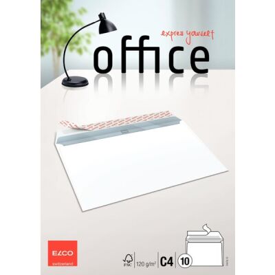 FSC Briefumschlag im Format C4, mit Haftklebung/Längsseite und Innendruck, Hochformat, weiß, 120g, 324 x 229 mm, 1 Packung = 10 Stück