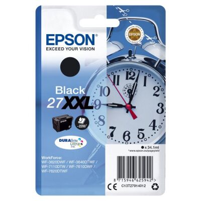Tintenpatrone XXL, schwarz, für Workfprce WF-3620DWF, WF-3640DTWF, WF-7110DTW, WF-7610DWF, WF-7620DTWF, Inhalt: 34,1 ml, für ca. 2200 Seiten