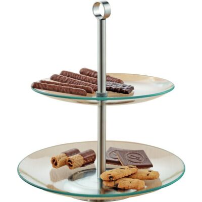 2-stufige Etagere COOKIE aus transparentem Glas