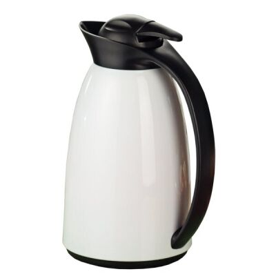 Isolierkanne LOFT Volumen 1 Liter, Kunststoff weißer Mantel, schwarzer Griff und Verschluss