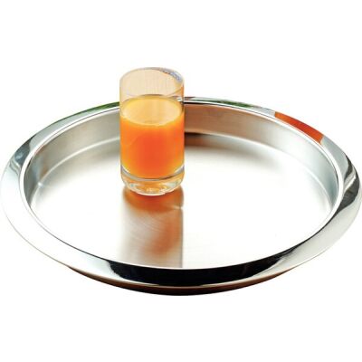 Tablett VENGA rund mit Rand, Edelstahl 18/10, Oberfläche matt, Rand hochglanzpoliert