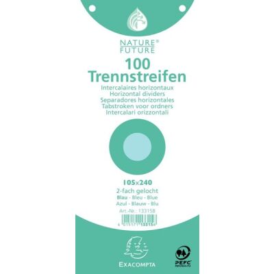 Trennstreifen blau, 190g/qm Karton 105 x 240 mm, gelocht