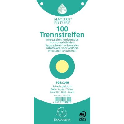 Trennstreifen gelb, 190g/qm Karton, 105 x 240 mm, gelocht