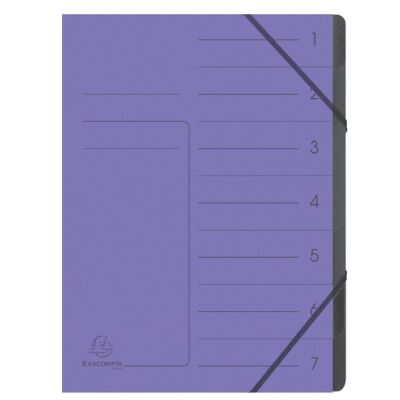 Ordnungsmappe Colorspan 7 Fächer, violett, mit Gummizug, innen schwarz