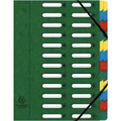 Exacompta Eckspann-Ordnungsmappe, 24 Fächer, grün, Harmonikarücken, ausgestanzten Fenstern zum Beschriften, 425 g/qm Manilakarton (außen), 225 g/qm Karton Fächerblock, Fassungsvermögen: 840 Blatt (80g/qm), Eckspannverschluss