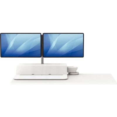 Lotus RT Sitz-Steh Workstation, für 2 Monitore, weiß, mit Klemme