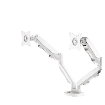 Monitorarm Eppa Doppelarm, weiß, mühelose Einstellung durch Gasfeder, Höhe: 26 cm und Reichweite: 53 cm, für Monitore bis zu 39" und 8 kg.