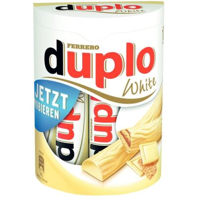 Ferrero Duplo White, Haselnusscreme und Waffeln umhüllt von weißer Schokolade, 10er Pack