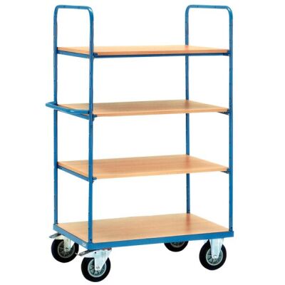 Etagenwagen, Ladefläche: 1000 mm x 600 mm, 4 Einlegeböden, mit Lenkrollen