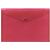 Sichttasche A4 quer, rot trans- parent, mit Druckknopf,