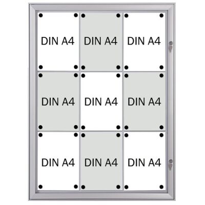 Schaukasten Metall/weiß, 9xA4, Sichtmaß: 66 x 92,2cm, Außenmaß: