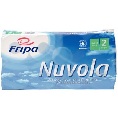 Toilettenpapier Nuvola, 2-lagig, hochweiß, mit Blumenprägung, hochweißes Tissue, VE = 1 Packung á 8 x 250 Blatt