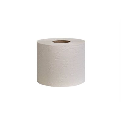 Toilettenpapier Basic, 2-lagig, RC-Qualität, Blumenprägung, weißes Tissue, 10 x 12 cm / Blatt, Umweltzeichen nach RAL UZ5, VE = 1 Packung á 60 Rollen x 400 Blatt