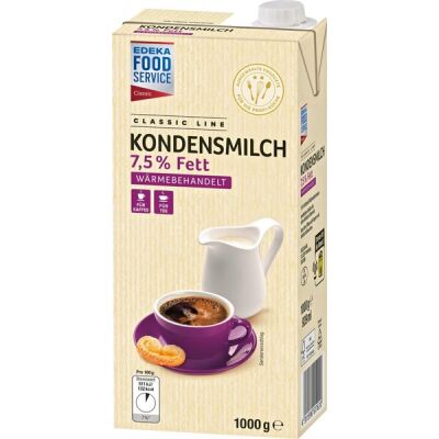 Kondensmilch, 7,5 % Fett, 1000 g teilentrahmt, wärmebehandelt