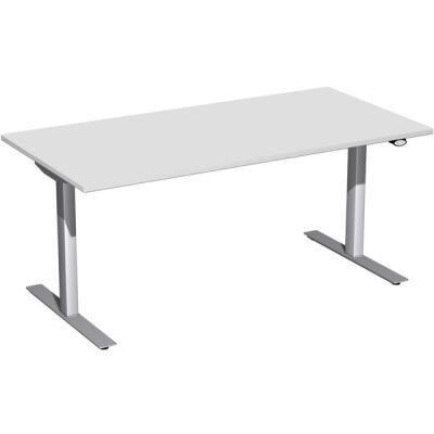 Schreibtisch Elektro Flex, rechteckig, höhenverstellbar, 1600 x 800 x 650-1250 mm, Farbe grau / silber