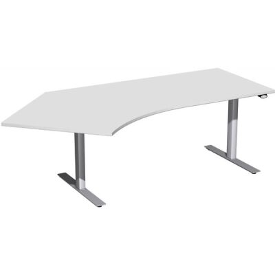 Winkelschreibtisch 135° Elektro Flex, links, höhenverstellbar, 2166 x 113 x 650-1250 mm, Farbe grau / silber