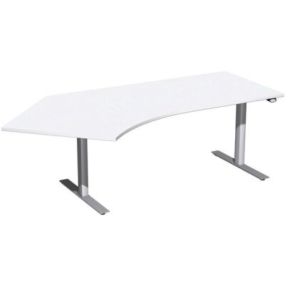 Winkelschreibtisch 135° Elektro Flex, links, höhenverstellbar, 2166 x 113 x 650-1250 mm, Farbe weiß / silber