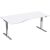 Schreibtisch Elektro Flex PC-Form, links, höhenverstellbar, 1.800 x 800 x 650-1250 mm, Farbe weiß / silber