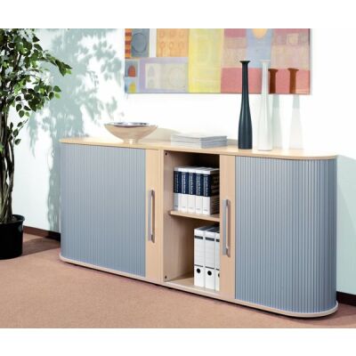 Sideboard 2 OH Flex mit Standfüßen silber/Ahorn