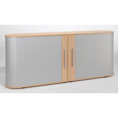 Sideboard 2 OH Flex mit Standfüßen silber/Buche