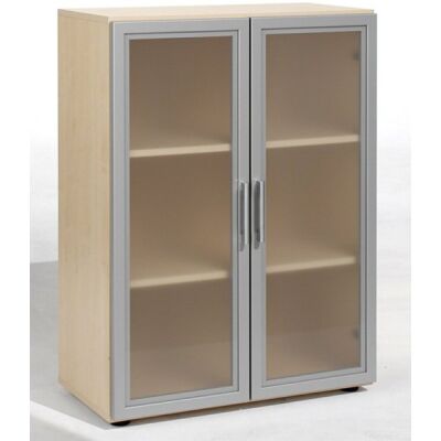 Flügeltürenschrank mit Glastür 3 OH 80 cm Breite, Ahorn, Flex