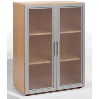 Flügeltürenschrank mit Glastür 3 OH 80 cm Breite, Buche, Flex