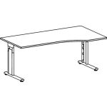 PC-Tisch rechts Ahorn/Silber C-Fuß, Flex, BxT:...